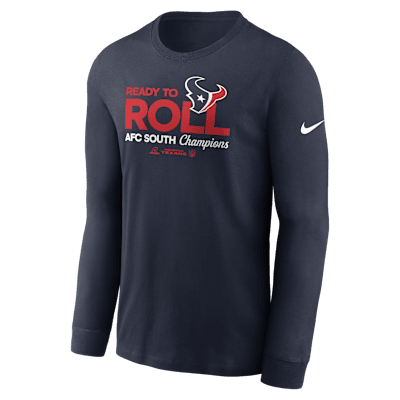 Houston Texans 2024 AFC South Champions Trophy Collection Men s Nike NFL Long Sleeve T Shirt. Nike